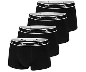 Tom Tailor Boxershorts, 4 Pezzi, Nero, Sportivo, Comodo, Semplice, indeformabile, Morbido 4 x Nero Medium/(46)