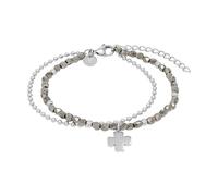 Tom Tailor Bracciale da donna, in acciaio inox, con vetro, 16+4 cm, argento, quadrifoglio, idea regalo, viene fornito in scatola regalo gioielli, 2100640