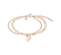 Tom Tailor Bracciale da donna, in acciaio inox, con vetro, 16+4 cm, rosa, cuore, idea regalo, in scatola regalo, 2100642