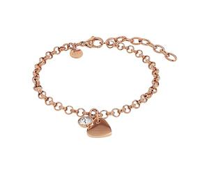 TOM TAILOR - Bracciale da Donna in Acciaio inox - Rosé - con Corniola - Ciondolo a Cuore - TT-B0028