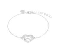 Tom Tailor Bracciale da donna in argento 925 con zirconi, 16 + 4 cm, argento, cuore e infinito, idea regalo, viene fornito in scatola regalo gioielli 2100577