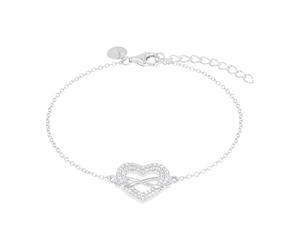 Tom Tailor Bracciale da donna in argento 925 con zirconi, 16 + 4 cm, argento, cuore e infinito, idea regalo, viene fornito in scatola regalo gioielli 2100577