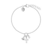 TOM TAILOR - Bracciale da Ragazza in Argento 925 - con Zircone - Ciondolo Croce i Cuore - TT-B0045