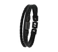 Tom Tailor Bracciale da uomo, in acciaio inox e carbonio e pelle, 20,5+1,5 cm, nero, idea regalo, viene fornito in scatola regalo gioielli, 2100692