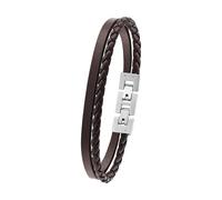 Tom Tailor Bracciale da uomo, in acciaio inox e pelle, 20+1,5 cm, marrone, idea regalo, viene fornito in scatola regalo gioielli, 2100698