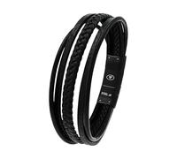 Tom Tailor Bracciale da uomo, in acciaio inox e pelle, 20+1,5 cm, nero, idea regalo, viene fornito in scatola regalo gioielli, 2100693