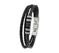 Tom Tailor Bracciale da uomo, in acciaio inox e pelle e gomma, 20,5 + 1,5 cm, bicolore idea regalo, viene fornito in scatola regalo gioielli 2100690
