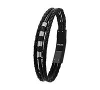 Tom Tailor Bracciale per ragazzo, in acciaio inox e pelle, 16,5 + 1,5 cm, bicolore idea regalo, viene fornito in scatola regalo per gioielli, 2100612