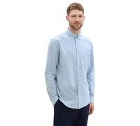 TOM TAILOR Camicia da Uomo Regular Fit con Logo Ricamato sulla Tasca sul Petto, 35960 - Chambray Light Blue, L