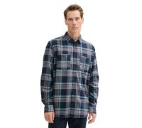 TOM TAILOR Camicia da Uomo, 35966 - Check a Spina di Pesce Blu Marino, M