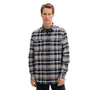 TOM TAILOR Camicia da Uomo, 36637 - Scacchi, Colore: Marino Bianco Sporco, M