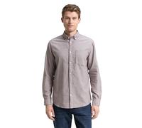 TOM TAILOR Camicia da Uomo, 38935 - Chambray Marrone e Bianco, XXL