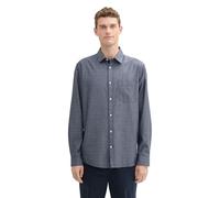 TOM TAILOR Camicia da Uomo Regular Fit con Tasca sul Petto, 36677 - Struttura Diagonale Navy, M