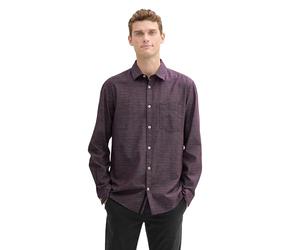 TOM TAILOR Camicia da Uomo Regular Fit con Tasca sul Petto, 36679 - Struttura Diagonale Viola, XXL
