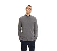 TOM TAILOR Cardigan con Collo Alto, Uomo, Grigio (Stormy Gray Melange 12075), XL