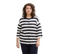 TOM TAILOR Cardigan da Donna Plus Size - Cardigan con Motivo a Righe, 37734 - Strisce a Blocchi di Colore Blu Navy, 50