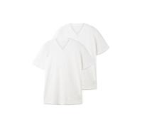 TOM TAILOR Confezione Doppia Maglietta da Uomo con Scollo a V in Cotone (Confezione da 2), 20000 - Bianco., XL