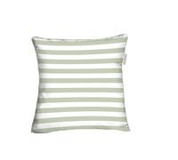TOM TAILOR Copricuscino in Percalle, 40x40 cm, 100% Cotone/Percalle, Con Motivo Reversibile, Copricuscino con Bordini Colorati e Cerniera, STRIPES WITH A KICK Verde Chiaro, Pesca (Green Leaf & Juicy Peach)