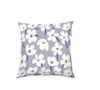 TOM TAILOR Copricuscino Renforcé, 40x40 cm, 100% Cotone/Renforcé, Con Cerniera Colorata, FRESH FLOWERS Viola, Bianco (Soft Lilac & Off White)