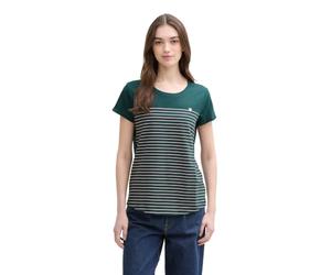 TOM TAILOR Denim 1017275 T-Shirt a Righe con Stampa a Cuore Donna (Pacco da 1)