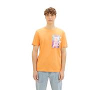 TOM TAILOR Denim 1040853 T-Shirt, 34446-Tangerine Faded Orange, L Uomo