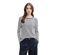 TOM TAILOR Denim 1043085 Maglietta a Maniche Lunghe, 25924-navy White Stripe, XL Donna