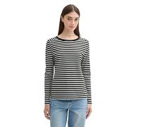 TOM TAILOR Denim 1043085 Maglietta a Maniche Lunghe, 32575-black White Stripe, S Donna