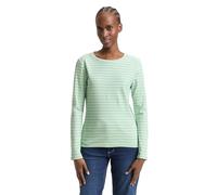 TOM TAILOR Denim 1043085 Maglietta a Maniche Lunghe da Donna, 40010-tonal Matcha Green Stripe