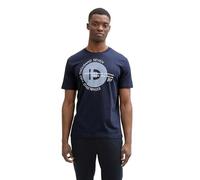 TOM TAILOR Denim 1043491 Maglietta Basic con Logo Stampato, 22813-Dark Navy, XXL Uomo