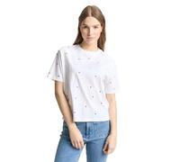 TOM TAILOR Denim 1050480 T-Shirt, 39512-Embroidery a Forma di Cuore Rosso, S Donna