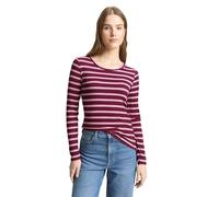 TOM TAILOR Denim 1050498 Maglietta a Maniche Lunghe, 39556-Strisce Multicolore Rosse e Rosa, M Donna