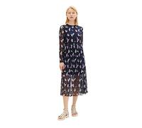 TOM TAILOR Denim Abito da Donna in Rete con Motivo, 29961-Navy Abstract Flower Print, XL