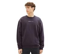 TOM TAILOR Denim Felpa Girocollo da in Denim con Piccola Stampa Logo, 29476-grigio Carbone, M Uomo