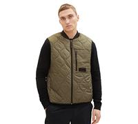 TOM TAILOR Denim Gilet Trapuntato da in Denim con Collo Bomber, 10415-Verde Oliva Polveroso, M Uomo