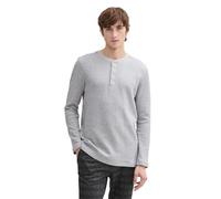 TOM TAILOR Denim Henley Maglia a Maniche Lunghe da Uomo, 15398 - Light Stone Grey Melange, M