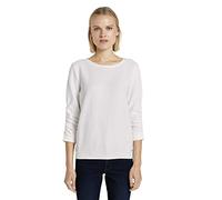 TOM TAILOR Denim Le signore Felpa con stampa 1021114, 10332 - Off White, M