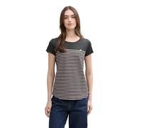 TOM TAILOR Denim Le signore T-shirt a righe con stampa a cuore 1012686, 19022 - Dark Grey Rose Stripe, XS
