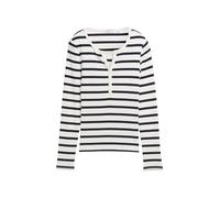 TOM TAILOR Denim Maglietta a Maniche Lunghe da Donna, 37174 - White Navy Stripe, L