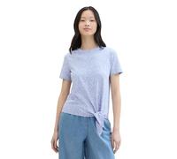 TOM TAILOR Denim Maglietta Basic da Donna con Dettagli Nodi, 35325 - Mid Blue Minimal Print, XS