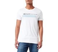 TOM TAILOR Denim Maglietta con Logo Stampato, Uomo, Bianco (White 20000), L