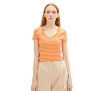 TOM TAILOR Denim Maglietta da Donna 1036538 31709 Mango Rosa, M, 31709 - Strisce Rosa Mango, M