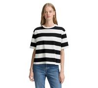 TOM TAILOR Denim Maglietta da Donna, 38412 - Strisce Bianche e Nere, L