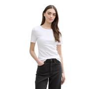 TOM TAILOR Denim Maglietta da Donna con Struttura a Costine, 20000 - Bianco., M