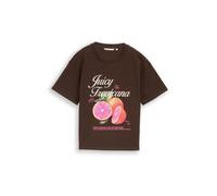 TOM TAILOR DENIM Maglietta marrone scuro / arancione / rosa / offwhite Donna TOM TAILOR DENIM S