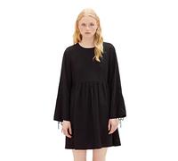 TOM TAILOR Denim Mini Abito da Donna in Denim con Allacciatura, 14482-nero Profondo, S