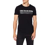 TOM TAILOR Denim T-Shirt con Stampa, Uomo, Nero (Deep Black 14482), S