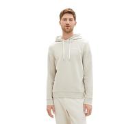 TOM TAILOR Felpa da con Cappuccio con Stampa Logo, 26199-erba Medica Beige, l Uomo