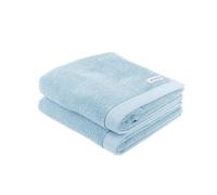 TOM TAILOR Handtuch, Color Bath Towel Sky Blue, 50x100 cm, 2er Set, 100% Baumwolle/Frottier, mit Aufhänger und Label mit Logo