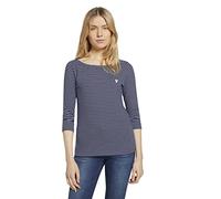 TOM TAILOR Le signore Maniche lunghe a righe 1024035, 26033 - Navy White Small Stripe, L