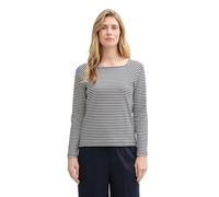 TOM TAILOR Maglia a Maniche Lunghe da Donna 1047730 con Motivo a Righe, 37370 - Strisce Regolari, Colore: Bianco Sporco, M